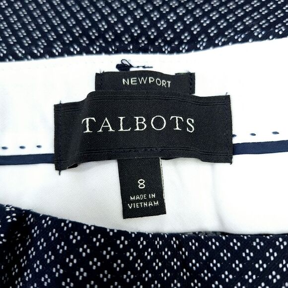 Talbots Navy Blue Newport Diamond Polka Dots Mid-Rise Preppy Dress Pants Sz 8 - Picture 6 of 15